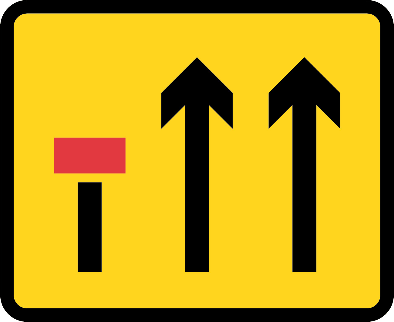 Left lane closed sign