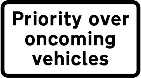 Priority over oncoming vehicles sign